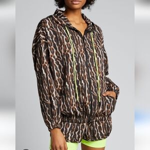 Pam & GelaLeopard-Print Zip-Front Track Jacket Size M/L